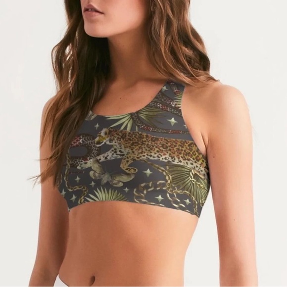 Crush It Yoga Sports Bra in Jaguar Jungle Yoga Bitch NWT - Picture 3 of 7